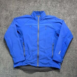 MEC Softshell Jacket Mens Large Blue Full Zip Grid Fleece Lined Gorpcore